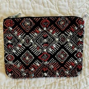 Bohemian Beaded Woven Tribal Geometric Pattern Zipper Pouch